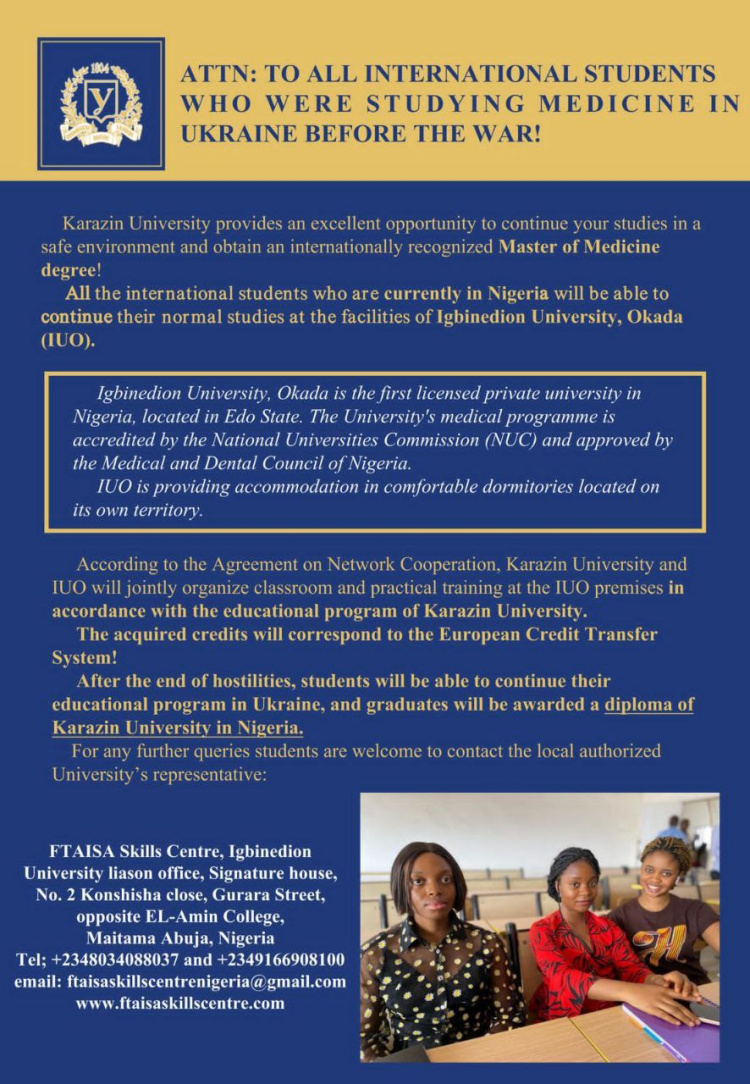 ATTN: TO ALL INTERNATIONAL STUDENTS WHO WERE STUDYING MEDICINE IN UKRAINE BEFORE THE WAR!