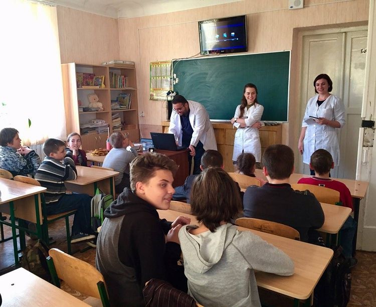 Students of the School of Medicine - organizers of the lectures for children of boarding school № 55 (Kharkiv) 