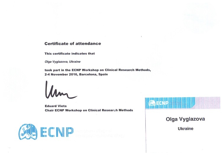 Lecturers of the School of Medicine – participants of the ECNP Workshop "Methods of Clinical Research" (Barcelona, Spain)
